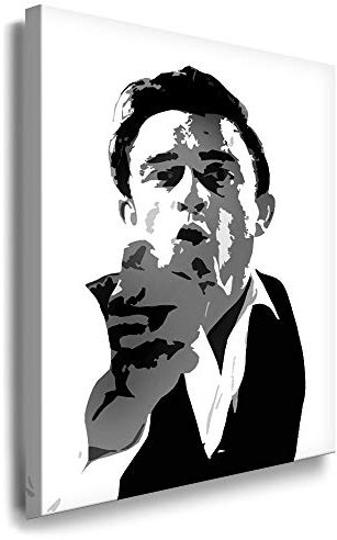 Julia-Art - Bilder Johnny Cash Leinwandbild Porträt Schwarz-Weiß Kunstdruck 151 x 101 cm Wandbild XXL Kailrahmenbild Fertigbild SW08-1