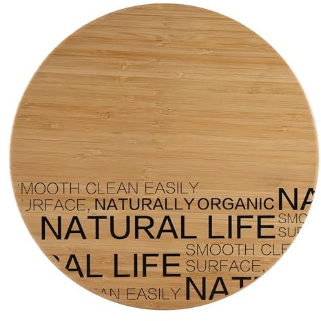 Bergner Q2227 NATURAL - natural tabla de corte redonda, bambú, madera, 30x30x5 cm