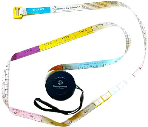 Dose by Growth Mini ruban médical rétractable (compatible Broselow) – Ruban adhésif basé sur la longueur, 2016