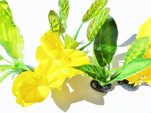 Aquarium Silk Plant Packs 13cm Tall, Silk For Natural Movement In Water, Decorations For Fish Tanks (Yellows Multipack of 5)