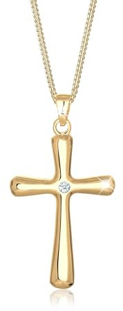 Elli DIAMONDS Halskette Damen Kreuz Diamant (0.03 ct ) in 925 Sterling Silber