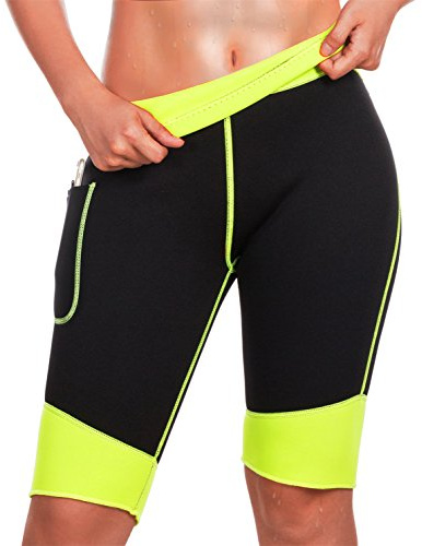 TrainingGirl Women's Hot Neoprene Sauna Sweat Shorts with Pocket Weight Loss Slimming Pants Workout Body Shaper Yoga Leggings