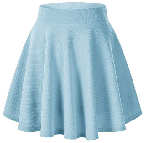 Damen Mädchen Basic Solid vielseitige dehnbaren informell Mini Skater Rock (S, Hellblau)