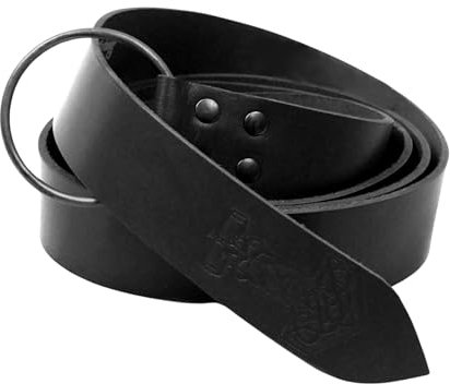 Leonardo Carbone® Unisex Wikinger Ringgürtel mit Thors Hammer-Prägung Vali - Ledergürtel Herren, Mittelalter Kleidung, Gürtel Damen, LARP, Karneval, Cosplay, Hobbit Kostüm - 100% Echtleder Schwarz