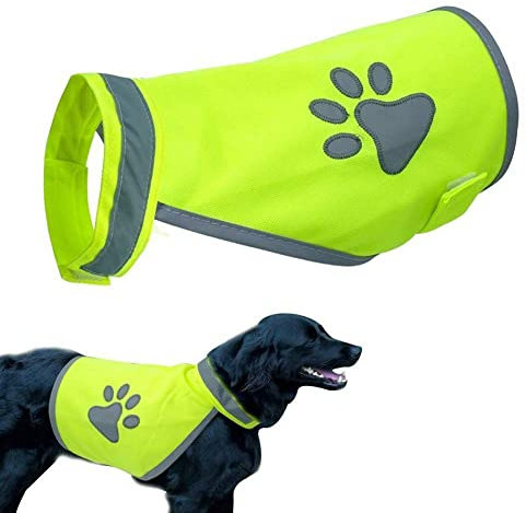 Sicherheitsweste für Hunde, reflektierend, hohe Sichtbarkeit, Kleidung für kleine und große Hunde, Sicherheitsgeschirr für Outdoor, Wandern, Spazierengehen, mit Pfotenabdruck (2XL)