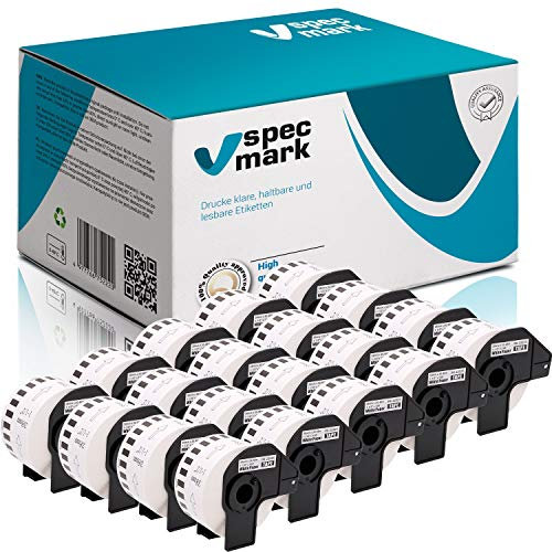 specmark 20 Rollen Endlosetiketten kompatibel mit Brother DK-22225 38mm x 30,48m Etiketten für allen QL-Etikettendruckern QL-570 QL-700 QL-800