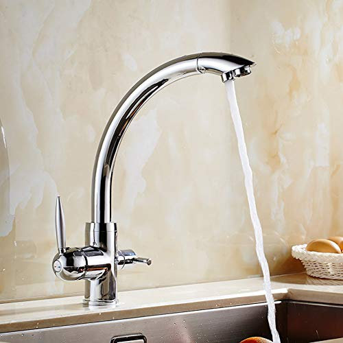 YHSGY Robinets De Lavabo Robinets En Laiton Antiques Robinet De Salle De Bains Lavabo Évier Mitigeur Robinet À Col De Cygne Double Poignées Robinet À Trou Unique Chrome Doré Huilé