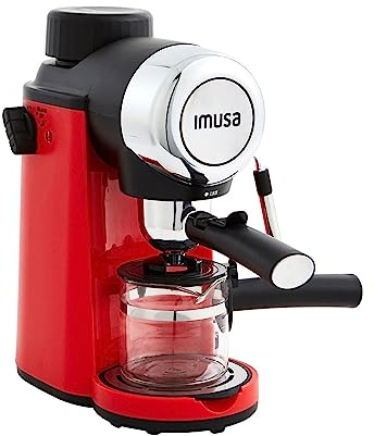 Imusa 4 Cup Epic Electric Espresso/Cappuccino Maker (Cafe Cubano, Cortadito, Colada, Cafe con Leche), Red