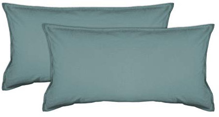 jilda-tex Bio-Bettwäsche Stone-Washed Renforce Lissabon 100% Bio-Baumwolle Knitterlook Stehsaum Bügelfrei Uni Leinen-Optik Bügelfrei GOTS Made in Green (Steinblau, 2X 40 x 80 cm)