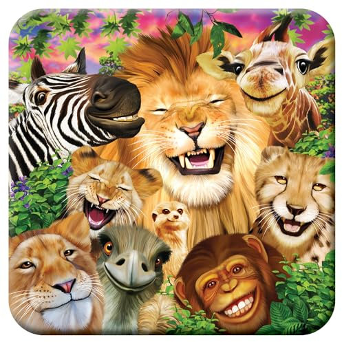 3D LiveLife sous Verre en Liège - Sourires de Safari de Deluxebase. Dessous de Verre lenticulaire 3D Faune. Antidérapant avec Illustrations Originales sous Licence de L'Artiste renommé Michael Searle