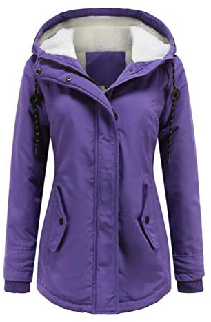 Nemopter Cappotto da donna, giacca calda invernale, con cappuccio, casual, da donna, parka, viola., L