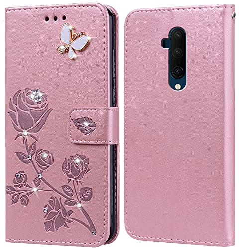 PKQTOP Phone Case for Oneplus 7T Pro/Oneplus 7 Pro with Kickstand,Card Slots,Silicone Bumper,Shockproof,Flip Wallet Leather Protective Cover for Oneplus 7T Pro/Oneplus 7 Pro