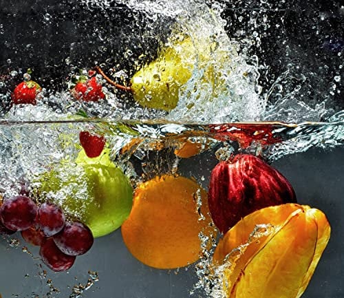 Queence Ceranfeldabdeckung Obst und Beeren Induktionsherd-Abdeckung 60x52 cm | Herdabdeckplatte aus Acrylglas | Herdschutz | Spritzschutz | Abdeckplatte