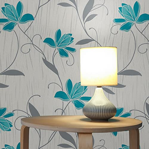 TADESSI Tapete Blumen Florentin M1-No.2154 | Papiertapete | Blau | Grau | Floral