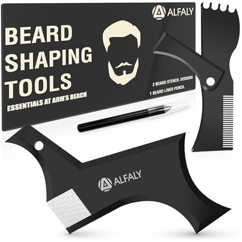 K-Brands Bartformer-Werkzeug-Set für Bartformen und Styling - Premium Bart-Lineup und Führungswerkzeug - perfekt zum Stylen und Kanten - kommt mit Bartstift