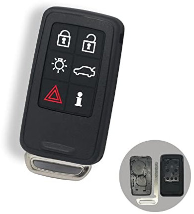 BROVACS Replacement Key Shell + Uncut Blank Emergency Insert Key Compatible with VOLVO 6 Button Smart Keyless Entry Remote Key Case Fob PG789B