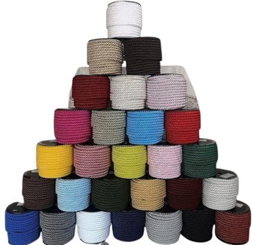 PIZZITALIANI Passamaneria decorativa - Cordone Intrecciato 8mm x 20m, AVORIO – Corda Decorativa flessibile, Cordoncino per decorazioni e Artigianato, Made in Italy