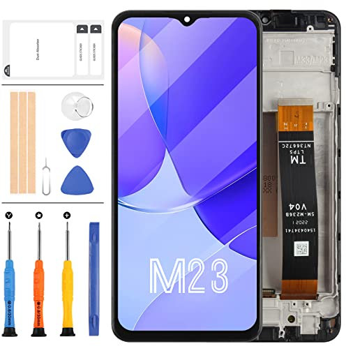 Kit de réparation pour écran LCD de remplacement pour Samsung Galaxy M23 M236 SM-M236B SM-M236B/DS avec outils (noir avec cadre)