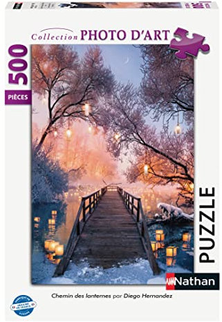 Nathan - Puzzle 500 pièces - Chemin des lanternes - Diego Hernandez - Adultes et enfants dès 12 ans - Puzzle de qualité supérieure - Collection Photo d'Art - 87282