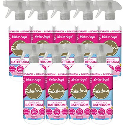 Fabulosa Multi Purpose Antibacterial Dazzling Bathroom Cleaner Disinfectant Trigger Spray with Lasting Fragrance, 9 Pack, 500ml, Winter Angel