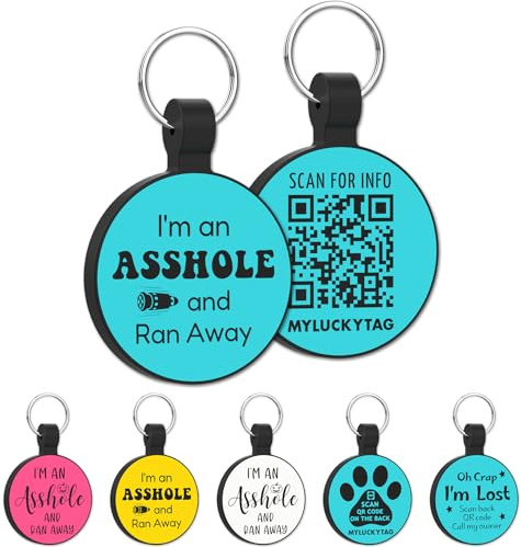 MYLUCKYTAG QR Code Silicone Pet ID Tags: Digital, Durable for Dogs & Cats