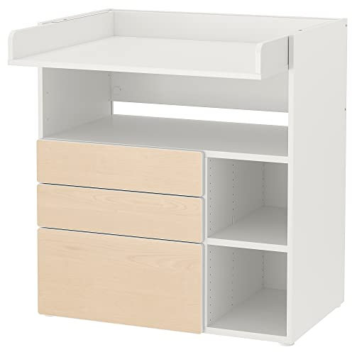 Ikea SMÅSTAD Wickeltisch, 90x79x100 cm, weiße Birke/mit 3 Schubladen