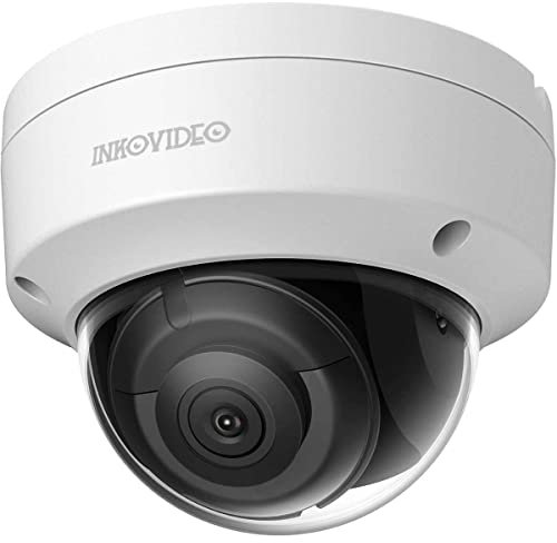 INKOVIDEO V-811-MW 4К 8 MP PoE Netzwerk Dome Überwachungskamera (weiß) mit Nachtsicht bis zu 30 m, ONVIF, Wasser- und staubdicht IP67, vandalismusgeschützt IK10