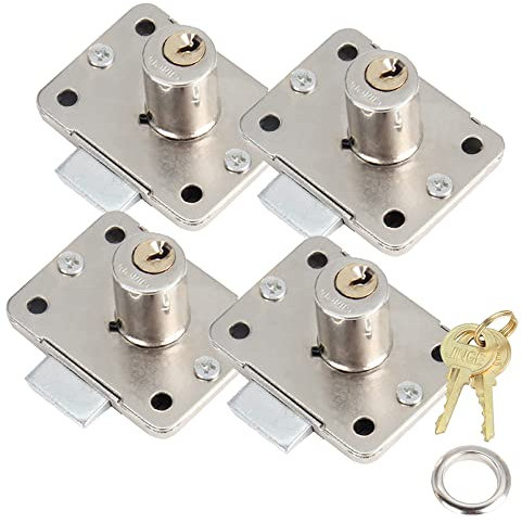 4 set di serrature di sicurezza per armadietti con serratura a camma, serratura per cassetti in ferro con chiave diversa, per armadietti, cassette postali, mobili per casa, ufficio, 48 x 36 mm