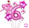 Weenkeey 6 Jahre Ballett Geburtstag Deko Große Ballerina Luftballon 6. Geburtstag Ballett Folienballon Rosa Zahl 6 Luftballon für Mädchen Geburtstag Party