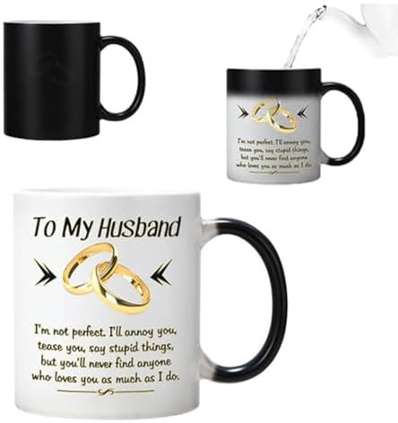 ANMEISH Gift for Husband from Wife, Funny Colour Changing Mug, 11-Oz Ceramic Heat Change Mug, Valentines Day Birthday Christmas Gifts for Husband, Romantic Presents for Him for Anniversary