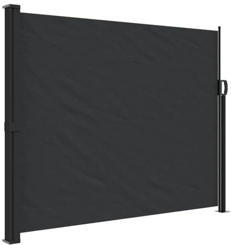 vidaXL Auvent Latéral Rétractable, Brise-Vue de Jardin, Écran de Protection, Écran de Balcon Terrasse Arrière-Cour Extérieur, Noir 160x500 cm