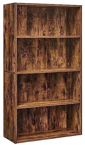 VASAGLE Bücherregal 4 Ebenen, Standregal, Aufbewahrungsregal, verstellbare Einlegeböden, für Wohnzimmer, Homeoffice, Schlafzimmer, vintagebraun LBC164X01