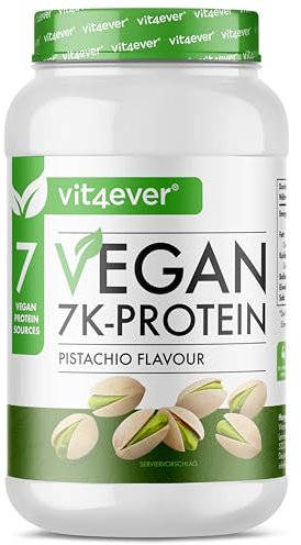 Vegan 7K Protein - 1kg - Pistacchio - Pura polvere proteica a base vegetale con proteine di riso, mandorla, soia, pisello, canapa, mirtillo e girasole