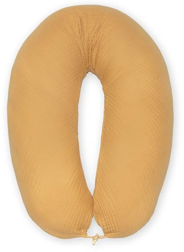 sei Design XXL Stillkissen 190x30 mit Musselin-Bezug ergonomisch, Schwangerschaftskissen Seitenschläferkissen Komfortkissen für Erwachsene, Stillkissenbezug aus 100% Bio-Baumwolle
