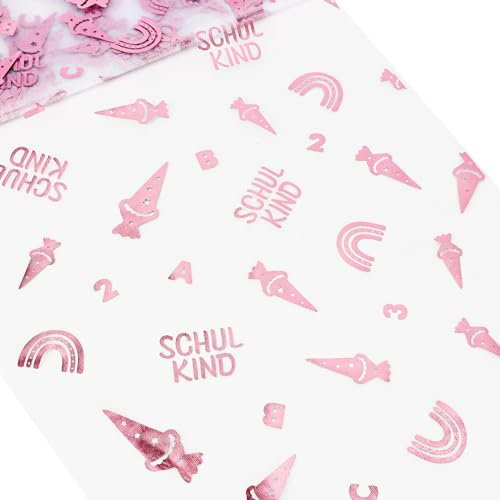 COLOFALLA 450cm x 29cm Einschulung Tischläufer Einschulung Deko Schulkind Tischläufer Schulanfang Tischläufer Junge Mädchen Tischdeko Schulanfang Schuleinführung Deko (Pink)