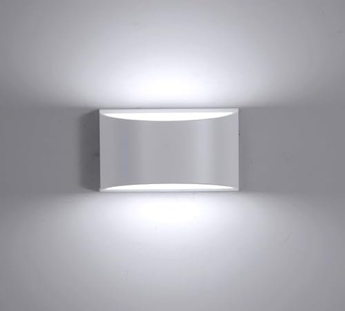 yovurond Wandlampe LED, Weiß Aluminum Modern LED Wandleuchte Innen Licht Up Down Wandlicht für Badezimmer, Wohnzimmer, Schlafzimmer, Flur (Weiß, Kaltweiß)