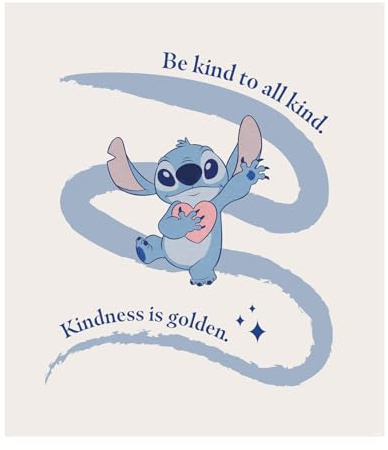 Komar Wandbild- Stitch Kindness - Größe 40 x 50 cm - Disney, Wandbild, Kunstdruck, Poster, Kinderzimmer, Pastell