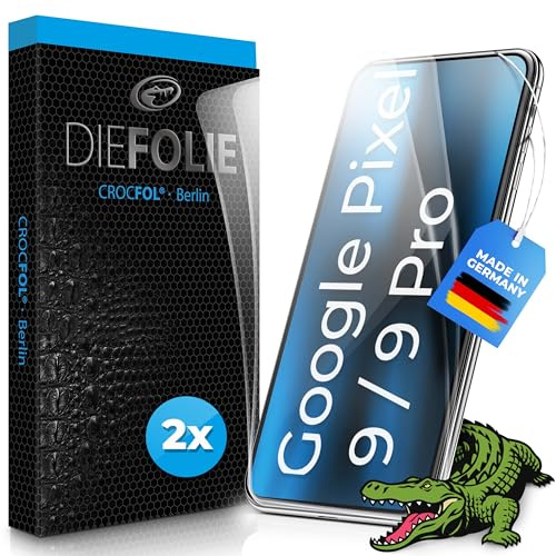 Crocfol für Google Pixel 9/9 Pro - [2 St.] Schutzfolie vom Testsieger - selbstheilende Premium 5D Langzeit-Premium Schutzfolie