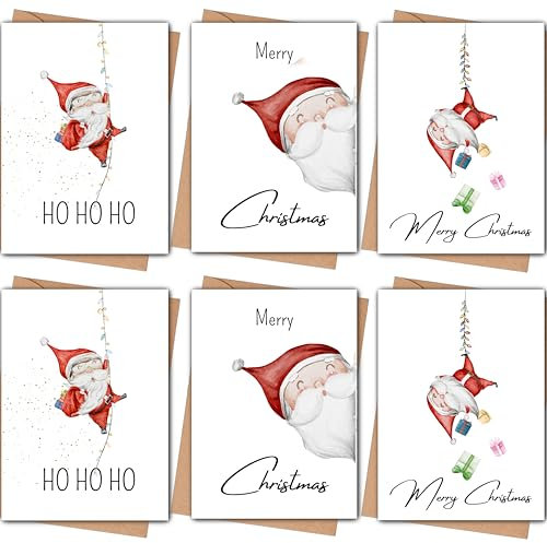 MOKY Weihnachtskarten Weihnachtsmotive 6er Set Postkarten mit Umschlag