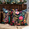 DecorMommt Schwarz Outdoor Kissenbezug 40x40cm 2er-Set, 3D-Druck Frühling Wildblumen-Pflanzen Farbe Kissenbezüge, Dekorative Quadratische Weich Bauernhaus-Dekor-Kissenhülle für Zuhause Sofa Garten