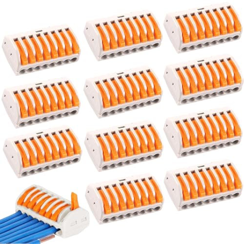 12 Pcs Lüsterklemmen, 32a Verbindungsklemmen Steckbar, 4mm² Leiter Klemme Elektrische Anschlussblöcke, 8 Leiter Klemme Elektrische Anschlussblöcke, Kabelklemmen Elektro, Für Feste Kabe Leiter.