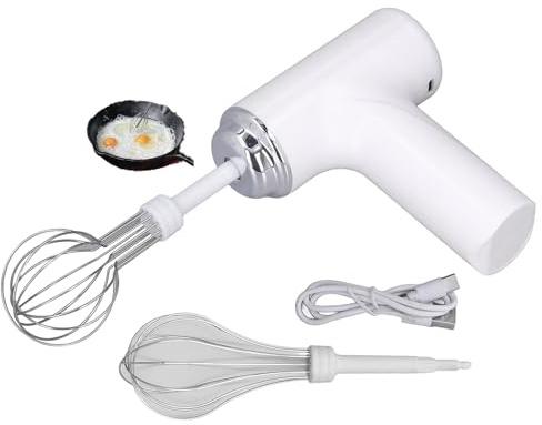 lvifloae Handmixer, elektrischer Schneebesen, wiederaufladbarer Stabmixer, Handmixer für cremige Salatdressings, für Butter, Sahne, Backen und Kochen in der Küche, Lila (White)