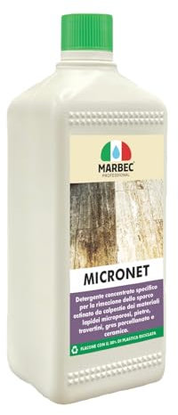 MARBEC MICRONET 1LT Detergente specifico per rimuovere lo sporco da calpestio dai materiali lapidei microporosi, come pietre, travertini e gres porcellanato.