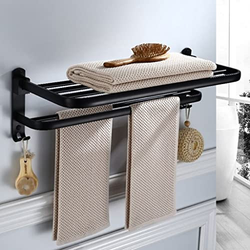 Porte-serviettes mural pliable en aluminium pour salle de bain 50 cm élégant et peu encombrant