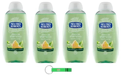 Neutro Roberts Doccia Shampoo Tonificante – Shampoo doccia con vitamine di frutta, eccellente per la pulizia di corpo e capelli, 250 ml + portachiavi Beni Culinari gratuito