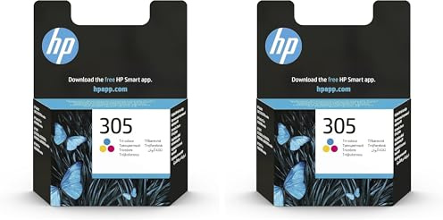 HP 305 3YM60AE, Tricolor, Cartucho de Tinta Original, Compatible con impresoras de inyección de Tinta DeskJet 2700, 2730, 4100, 4134, Envy Serie 6020, 6030, 6420, 6430 (Paquete de 2)