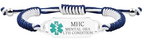 Zircobic Stylisches Medizinisches Alarmarmband – Unisex Design mit Lasergravierter Mental Health Info-Plakette, Ideal für Alltag und Outdoor