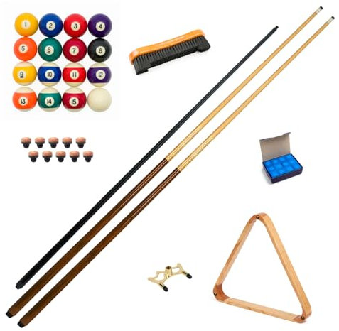 Stradivari Billard Zubehör Set Spezial mit Spielhilfe | Komplettset mit Spielhilfe-Stab | Für Pool Billard | 7-teilig | Holz Kunststoff | Zubehör für Billardtisch