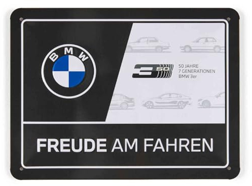 BMW Blechschild Freude am Fahren 15x20 cm – Vintage Metallschild als Wanddeko | Offizielles BMW Lizenzprodukt | 3D-Prägung & Hochwertiger Druck