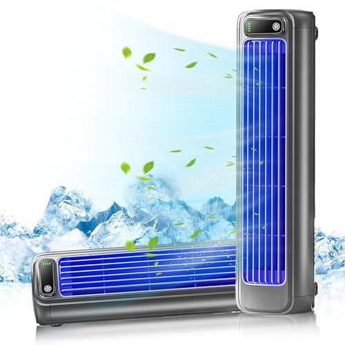 Deedlite Festberg® Cooling Ace – Briza Ac Kabelloser, Coldeez Kühlkönig Bladeless Turmventilator mit 3 Geschwindigkeiten | Leiser & tragbarer Tischventilator für Schlafzimmer, Küche & Büro